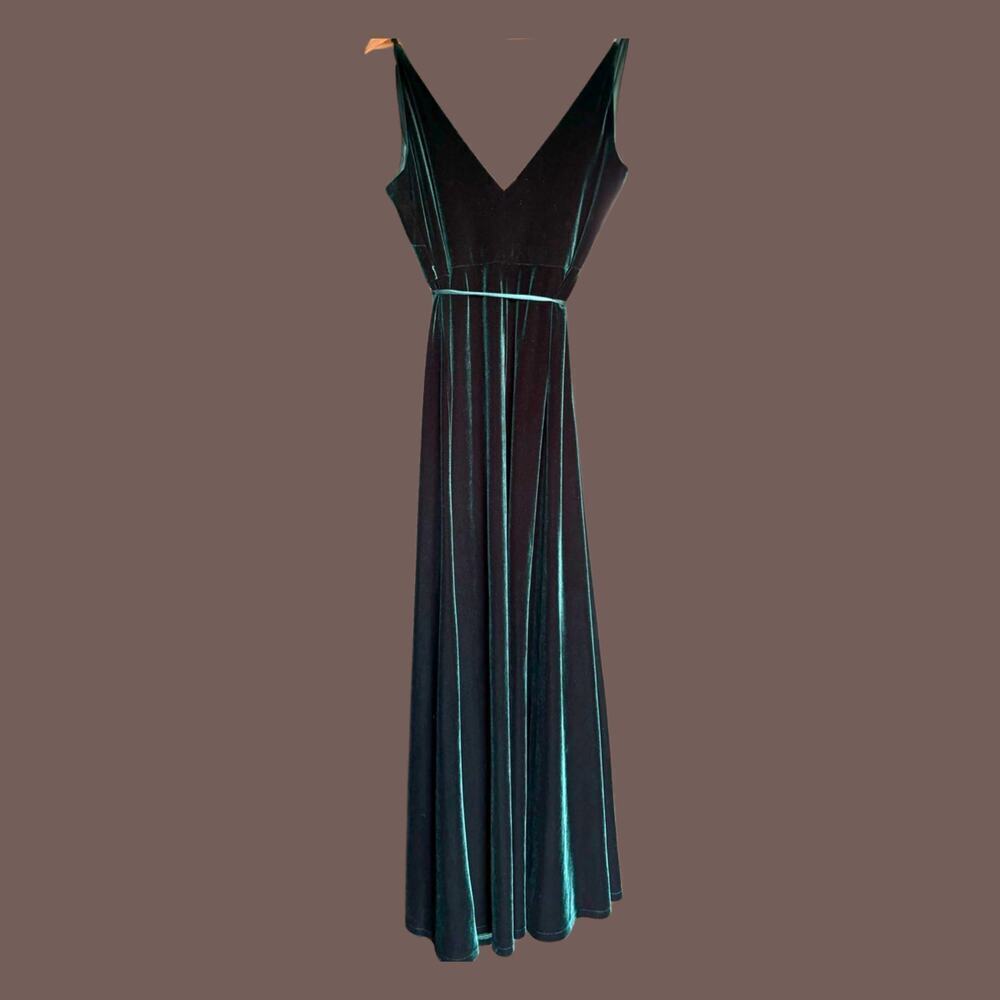 Jenny Yoo Velvet Gown | Emerald Sirencore | Size 8 | Vintage - Picture 4 of 4